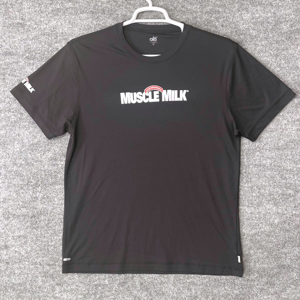 Alo CoolFit Shirt Muscle Milk Mens XL Performance Charcoal Gray Gym Top